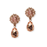 104883, FLOWERY RHINESTONE WITH TEARDROP DANGLE EARRING