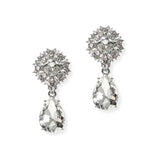 104883, FLOWERY RHINESTONE WITH TEARDROP DANGLE EARRING