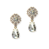 104883, FLOWERY RHINESTONE WITH TEARDROP DANGLE EARRING