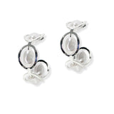 104886, 1" LONG FRESHWATER PEARL OVAL ACCENT HOOP EARRING