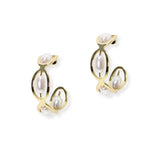 104887, 0.75" LONG FRESHWATER PEARL OVAL ACCENT HOOP EARRING