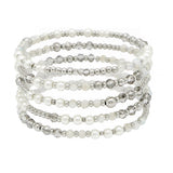104892, PEARL WITH BEAD MULTI LAYERED STRETCH BRACELET