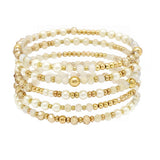 104892, PEARL WITH BEAD MULTI LAYERED STRETCH BRACELET
