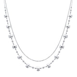 104893, BOW GLASS BEADED DOUBLE LAYERED NECKLACE