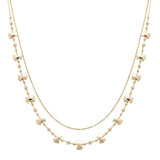 104893, BOW GLASS BEADED DOUBLE LAYERED NECKLACE