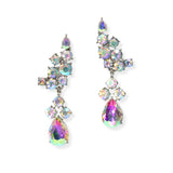 104899, ROUND & TEARDROP SHAPE RHINESTONE DANGLE EARRING