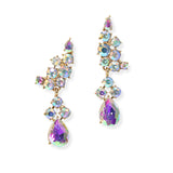 104899, ROUND & TEARDROP SHAPE RHINESTONE DANGLE EARRING