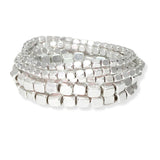 104900, GEOMETRIC NUGGET BEADED MULTI LAYERED STRETCH BRACELET