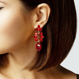 104901, OVAL & TEARDROP SHAPE RHINESTONE DANGLE EARRING