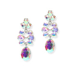 104901, OVAL & TEARDROP SHAPE RHINESTONE DANGLE EARRING