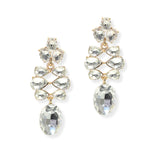 104901, OVAL & TEARDROP SHAPE RHINESTONE DANGLE EARRING