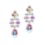 104901, OVAL & TEARDROP SHAPE RHINESTONE DANGLE EARRING