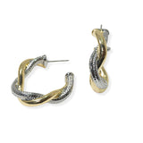 104902, 14K GOLD PLATED, DESIGNER INSPIRED TWISTED HOOP EARRING