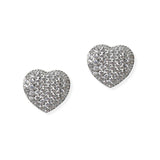 104906, 14K GOLD PLATED, HEART PAVE CUBIC ZIRCONIA STUD EARRING