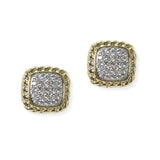 104909, 14K GOLD PLATED, MICRO PAVE CUBIC ZIRCONIA DESIGNER INSPIRED STUD EARRING