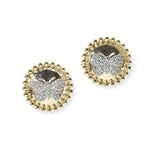 104910, 14K GOLD PLATED, BUTTERFLY PAVE CUBIC ZIRCONIA ACCENT DESIGNER INSPIRED STUD EARRING