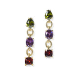 104917, 14K GOLD PLATED, GEOMETRIC CUBIC ZIRCONIA DROP DESIGNER INSPIRED DANGLE EARRING