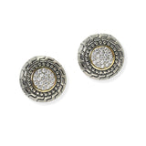 104918, ROUND MICRO PAVE CUBIC ZIRCONIA ACCENT ROUND STUD EARRING
