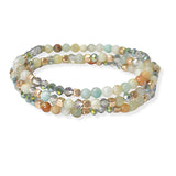 104919, SEMI PRECIOUS STONE BEADED MULTI LAYERED STRETCH BRACELET