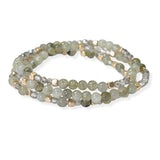 104919, SEMI PRECIOUS STONE BEADED MULTI LAYERED STRETCH BRACELET