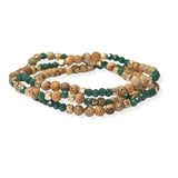 104919, SEMI PRECIOUS STONE BEADED MULTI LAYERED STRETCH BRACELET