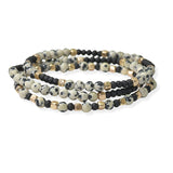 104919, SEMI PRECIOUS STONE BEADED MULTI LAYERED STRETCH BRACELET