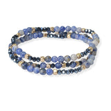 104919, SEMI PRECIOUS STONE BEADED MULTI LAYERED STRETCH BRACELET