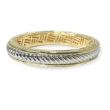 104929, 14K GOLD PLATED, TEXTURED DESIGNER INSPIRED BANGLE BRACELET