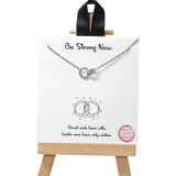 104952, GOLD DIPPED, "BE STRONG NOW" DAINTY DOUBLE RING CUBIC ZIRCONIA NECKLACE