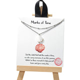 104954, GOLD DIPPED, "MARKS OF TIME" MOTHER OF PEARL SHELL CHARM DOUBLE LAYERED NECKLACE