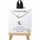 104956, GOLD DIPPED, "FEARLESSLY & BOLDLY" DAINTY CRESCENT MOON & STAR CUBIC ZIRCONIA NECKLACE