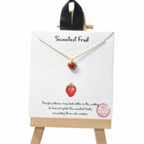 104958, GOLD DIPPED, "SWEETEST FRUIT" DAINTY STRAWBERRY CHARM NECKLACE