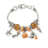 104969, PUMPKIN & GHOST HALLOWEEN THEME MULTI CHARM BRACELET