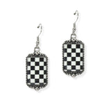 104974, CHECKERED PRINT GEOMETRIC DANGLE EARRING