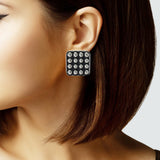 104977, WESTERN BALL TEXTURED SQUARE METAL POST EARRING