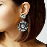 104988, WESTERN TEXTURED ROUND METAL DANGLE EARRING