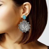 104990, WESTERN ENGRAVED COIN DANGLE EARRING