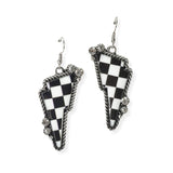 104999, CHECKERED PRINT LIGHTNING BOLT DANGLE EARRING