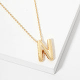 105005, GOLD DIPPED, PUFFY BUBBLE INITIAL NECKLACE
