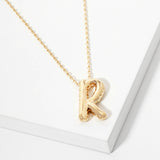 105005, GOLD DIPPED, PUFFY BUBBLE INITIAL NECKLACE