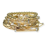105011, CLOVER ACCENT MULTI LAYERED LIGHTWEIGHT BEADED STRETCH BRACELET