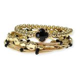 105011, CLOVER ACCENT MULTI LAYERED LIGHTWEIGHT BEADED STRETCH BRACELET