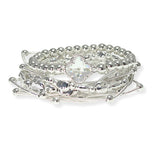 105012, CLOVER ACCENT MULTI LAYERED LIGHTWEIGHT BEADED STRETCH BRACELET