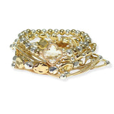 105012, CLOVER ACCENT MULTI LAYERED LIGHTWEIGHT BEADED STRETCH BRACELET