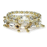 105012, CLOVER ACCENT MULTI LAYERED LIGHTWEIGHT BEADED STRETCH BRACELET