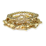 105012, CLOVER ACCENT MULTI LAYERED LIGHTWEIGHT BEADED STRETCH BRACELET
