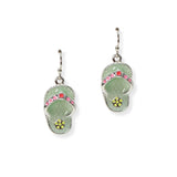 105019, ENAMEL FLOWER PRINT FLIP FLOP DANGLE EARRING