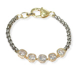 105038, 14K GOLD PLATED, GEOMETRIC CUBIC ZIRCONIA DESIGNER INSPIRED BRACELET