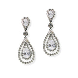 105053, TEARDROP CUBIC ZIRCONIA ACCENT CRYSTAL RHINESTONE DANGLE EARRING