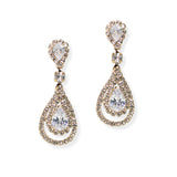 105053, TEARDROP CUBIC ZIRCONIA ACCENT CRYSTAL RHINESTONE DANGLE EARRING